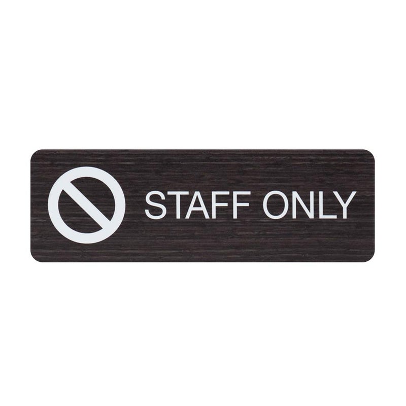 Custom Product Solutions Staff Only Indoor Easy Adhesive Mount Door and Wall Sign for Restaraunts and Small Businesses 3" x 9" - Dark Wood - Image 1